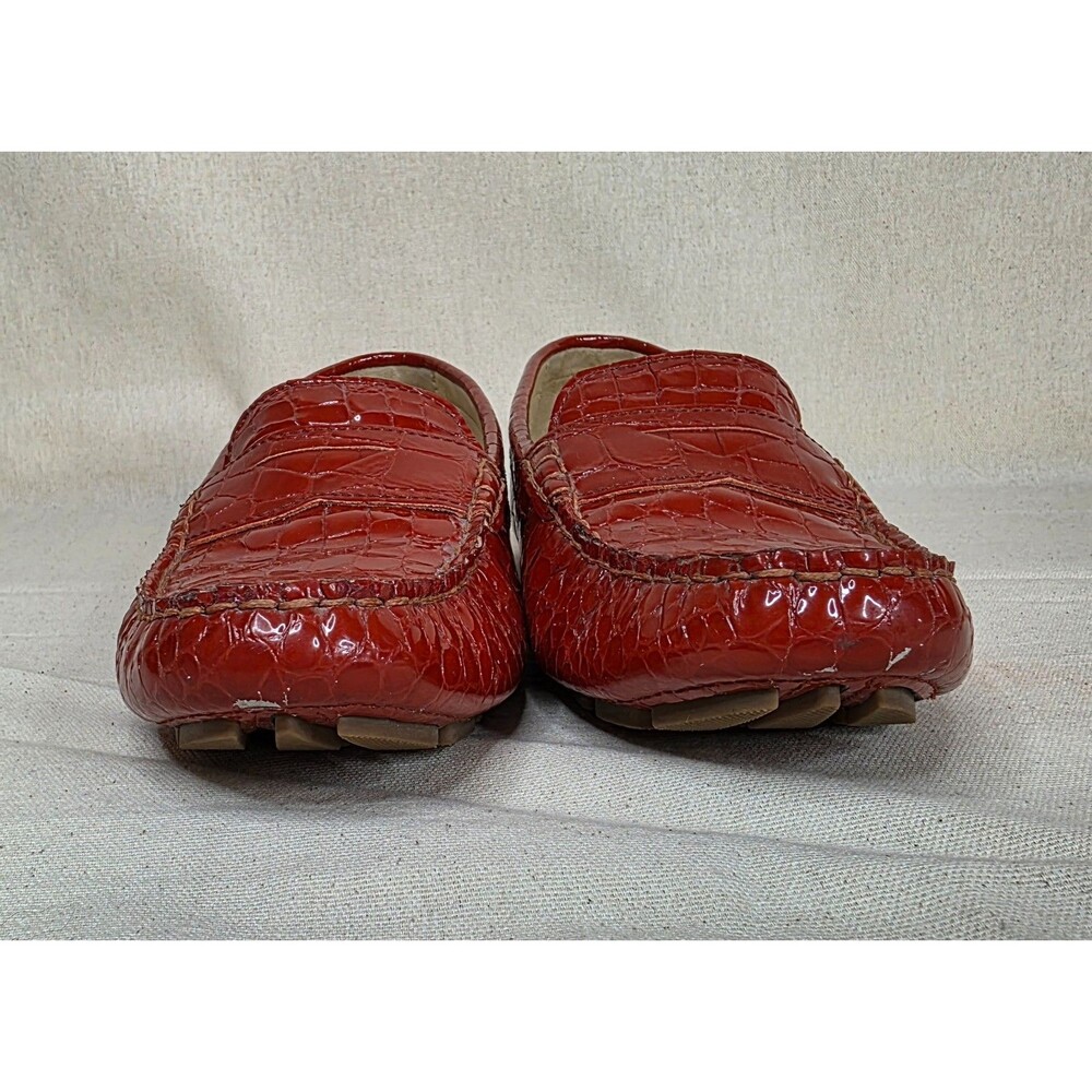 Cole Haan Persimmon Red Croc Embossed Driving Loafers 7.5B - Picture 7 of 16